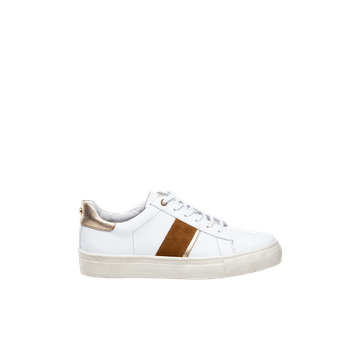 Tenis Para Mujer en Cuero Blanco y Dorado Tienda en Línea Tenis Para Mujer en Cuero Blanco y Dorado Tienda en Línea
